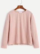 Romwe Pink Drop Shoulder Knit T-shirt