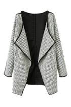 Romwe Open Front Check Print Coat