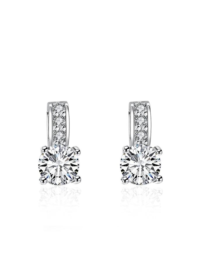 Romwe Faux Diamond Embellished Earrings