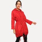Romwe Drawstring Waist Zip Up Hooded Outerwear