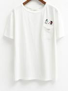 Romwe Printed Pocket T-shirt