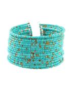 Romwe Bohemian Style Blue Adjustable Wide Beads Bracelet