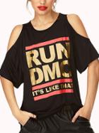Romwe Letters Print Open Shoulder T-shirt