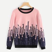 Romwe Cartoon Pattern Sweatshirt