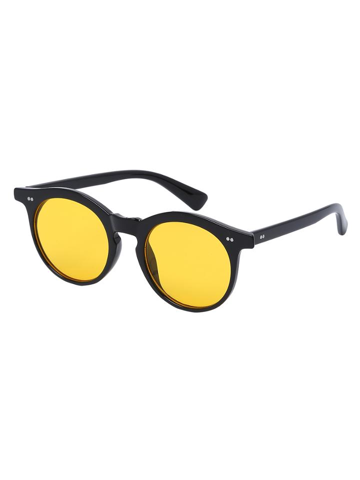 Romwe Yellow Lenses Round Sunglasses