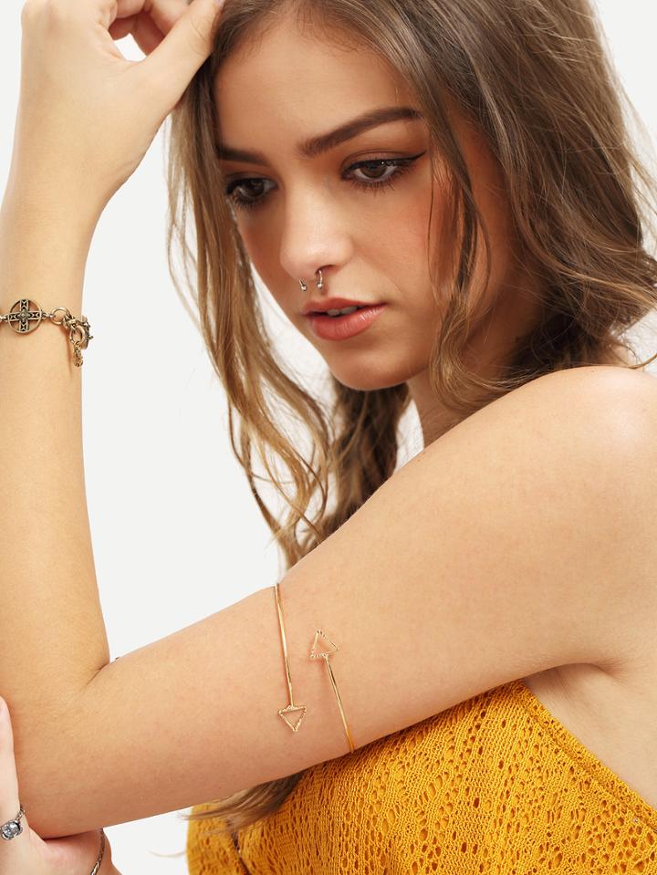 Romwe Gold Hollow Triangle Minimalist Arm Cuff