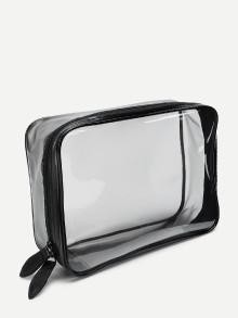 Romwe Double Zipper Clear Pouch