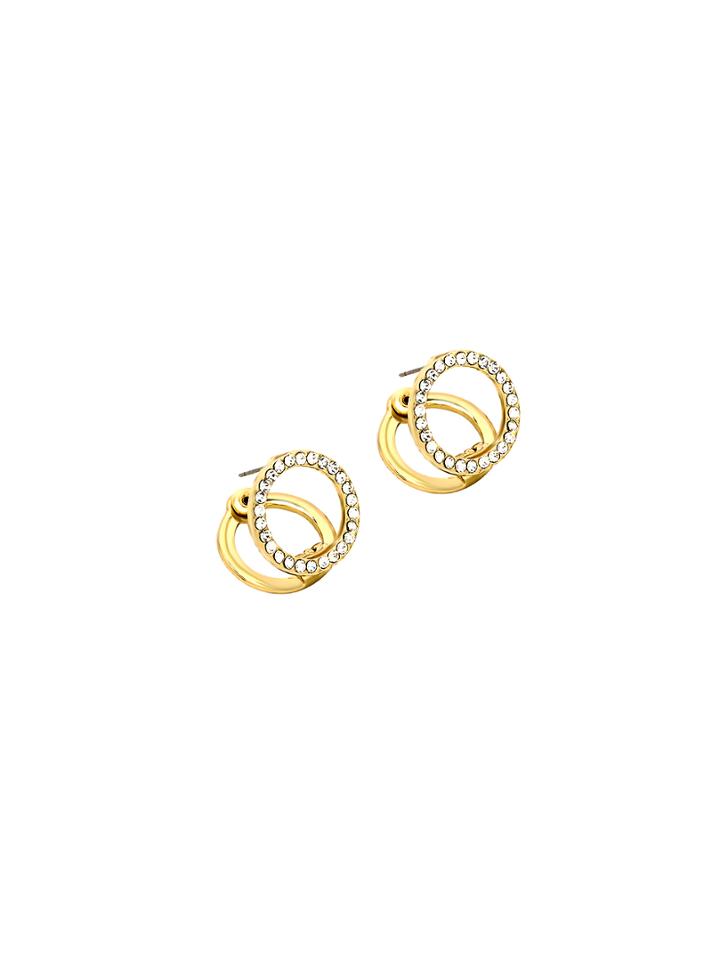 Romwe Gold Rhinestone Ring Dual Studs