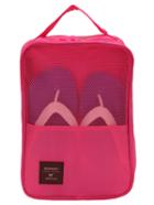 Romwe Hot Pink Zipper Patch Wash Bag