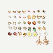 Romwe Flower & Owl Stud Earrings 20pairs