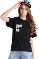 Romwe Hood By Air Print Black Loose T-shirt