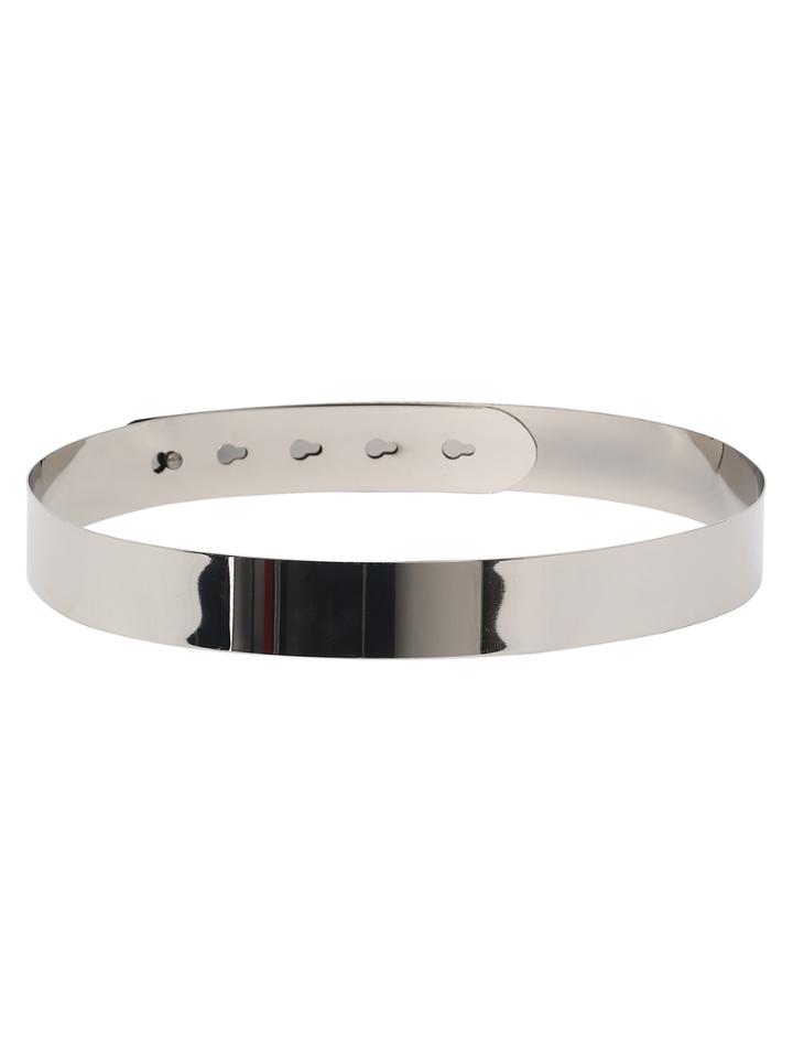 Romwe Wide Full Metal Waist Belt - Silver