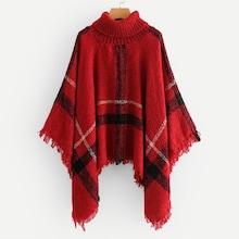 Romwe Raw Hem Poncho Sweater