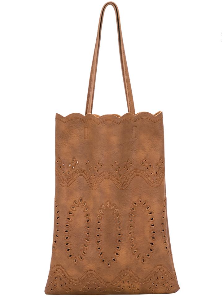 Romwe Yellow Hollow Two Pieces Shoulder Bag