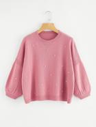 Romwe Pearl Beading Puff Sleeve Jumper