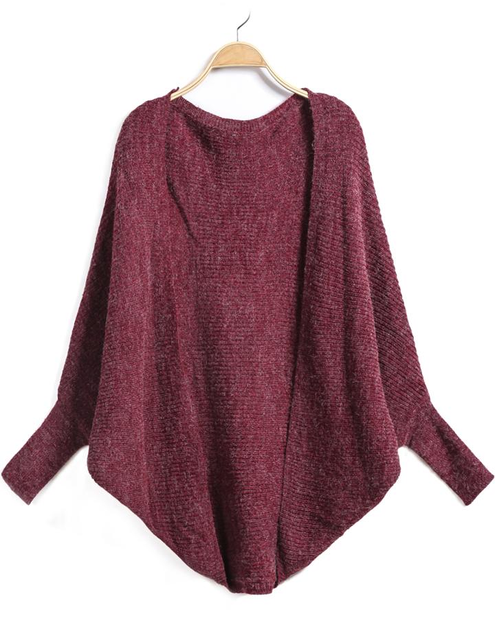 Romwe Red Long Sleeve Loose Knit Cardigan