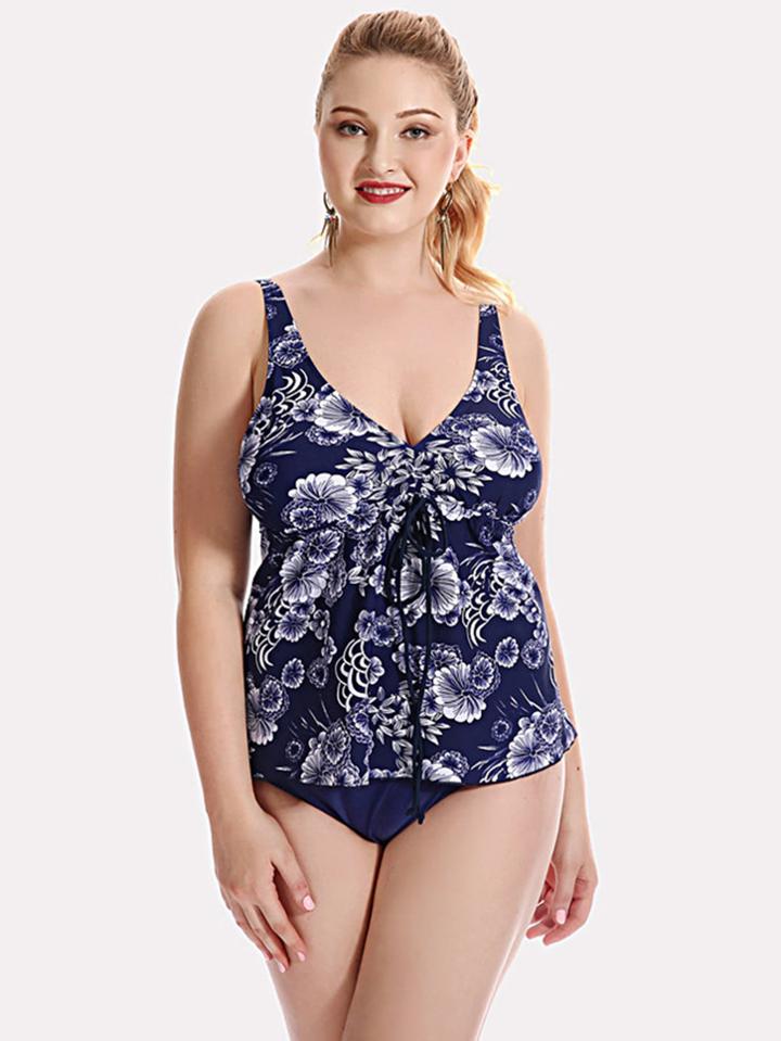 Romwe Flower Print Swimwear 3pcs