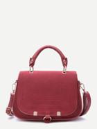 Romwe Red Faux Leather Flap Saddle Bag
