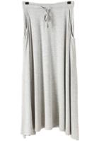 Romwe Drawstring Waist Pockets Modal Grey Skirt