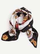 Romwe Multicolor Print Imitated Silk Square Scarf