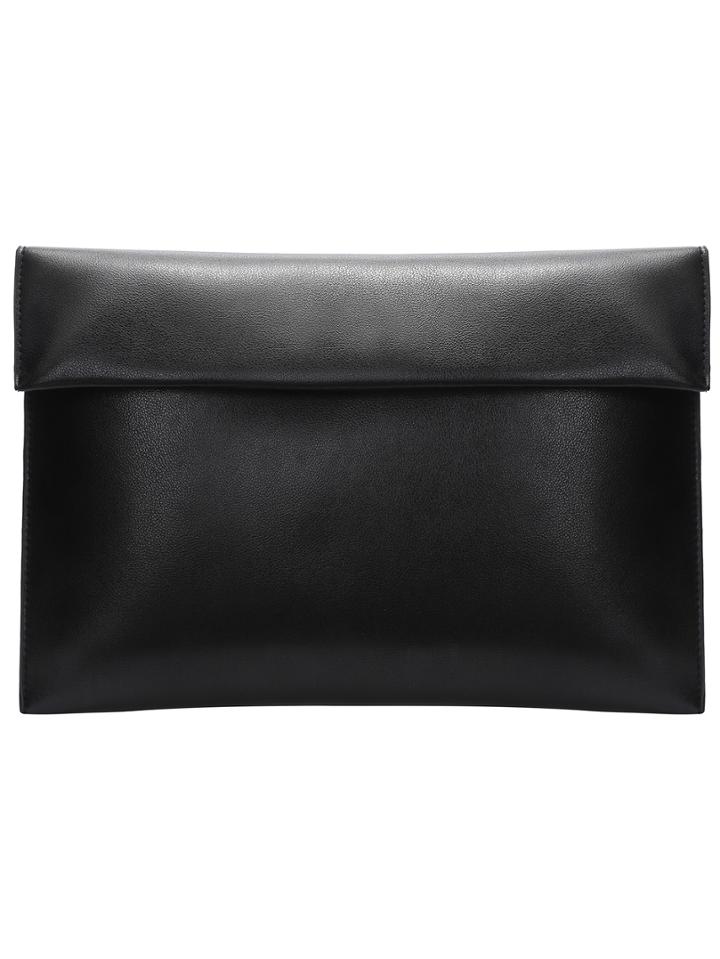 Romwe Black Magnetic Pu Clutch Bag