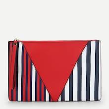 Romwe Striped Pu Clutch Bag