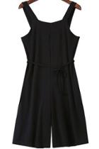 Romwe Straps Lace Up Romper