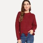 Romwe Drop Shoulder Pompom Hem Jumper