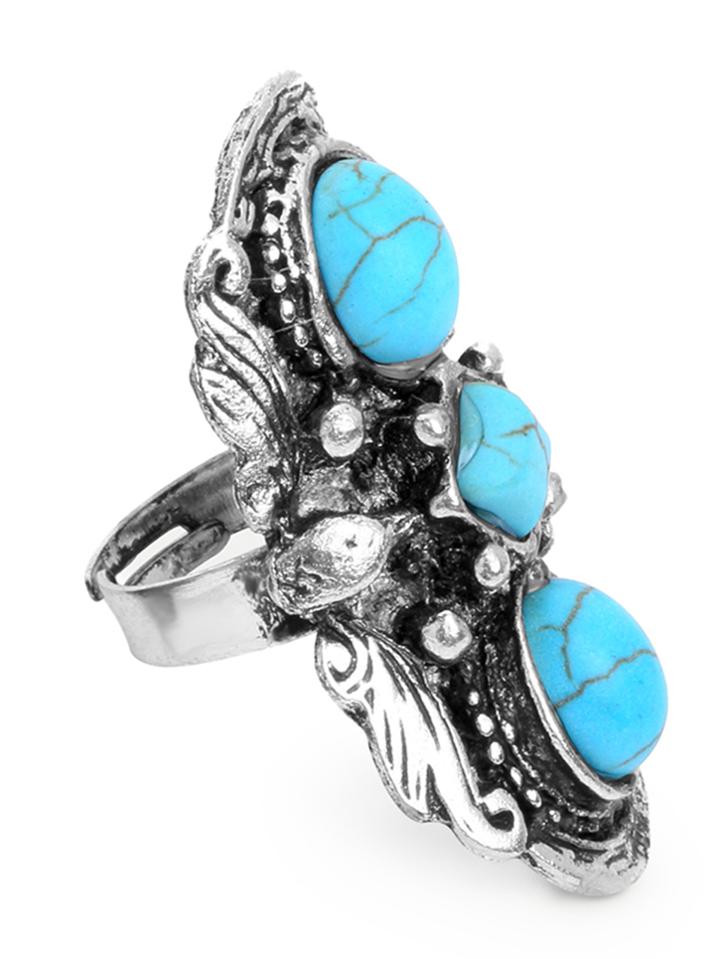 Romwe Antique Turquoise Big Ring