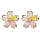 Romwe Colorful Rhinestone Flower Clip Earrings
