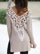 Romwe Crochet Inset Side Slit T-shirt Dress