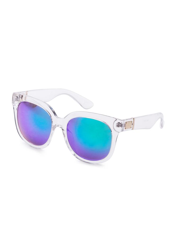 Romwe Clear Frame Mirror Lens Sunglasses