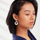 Romwe Marble Pattern Link Hoop Earrings