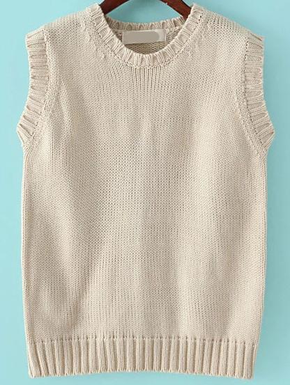 Romwe Crew Neck Apricot Vest