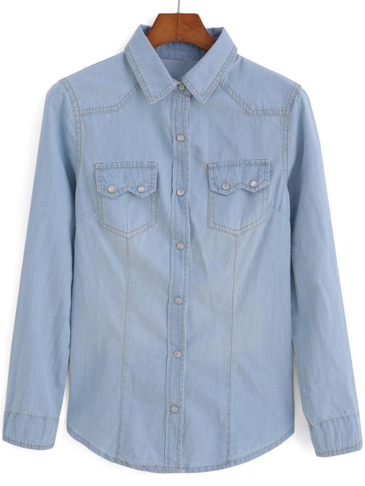 Romwe Lapel With Pockets Blouse