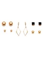 Romwe Gold Plated Geometric Earrings Set