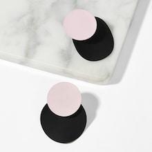 Romwe Two Tone Round Stud Earrings