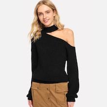 Romwe Choker Neck Cut Out Sweater