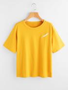 Romwe Feather Embroidered Tee