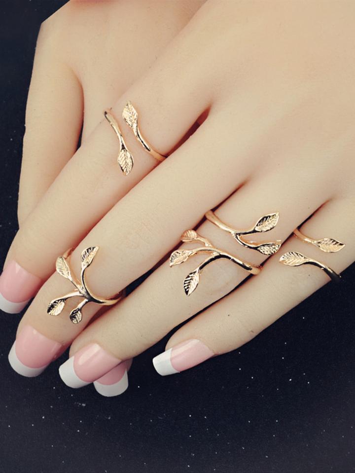 Romwe Wrap Leaves Ring 4pcs