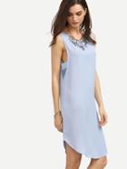 Romwe Blue Strappy Drop Armhole Shift Dress