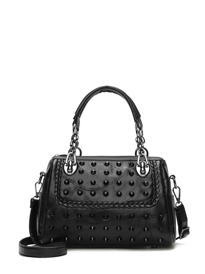 Romwe Rhinestone Design Pu Shoulder Bag