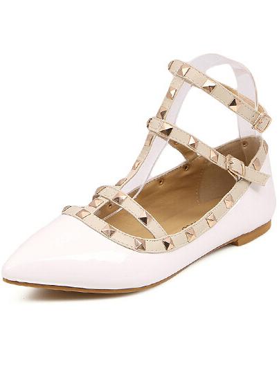 Romwe White With Rivet Slingbacks Flats