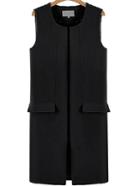 Romwe Round Neck Pockets Black Vest