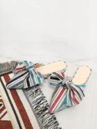 Romwe Bow Decorated Striped Flats