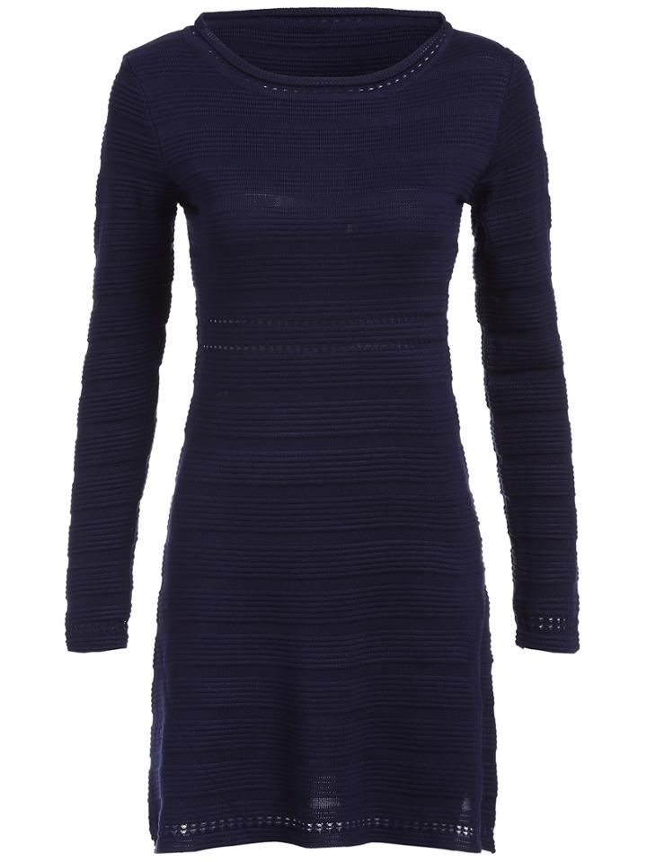 Romwe Round Neck A-line Navy Dress
