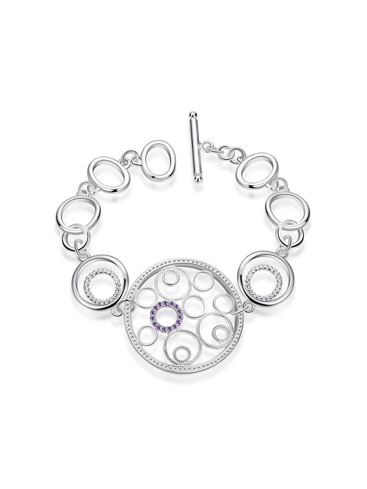 Romwe Hollow Out Circle Link Bracelet