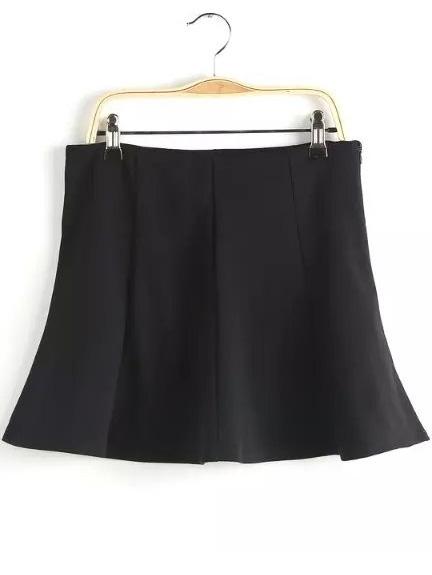 Romwe With Zipper Flare Skirt