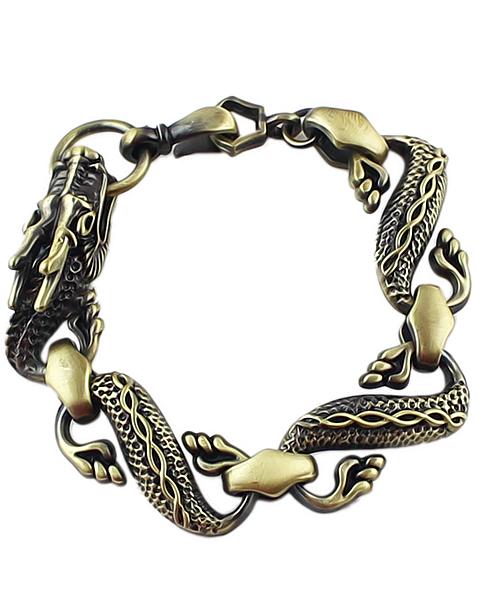 Romwe Copper Dragon Link Bracelet