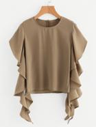 Romwe Exaggerated Frill Sleeve Blouse